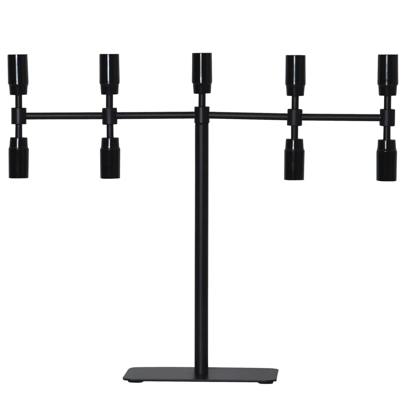 Kynttelikkö Twice, musta, 9-lamppuinen, 42 cm