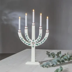 Kynttilänjalka Elias Tradition viisiliekkinen valkoinen