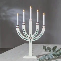 Kynttilänjalka Elias Tradition viisiliekkinen valkoinen