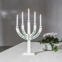 Kynttilänjalka Elias Tradition viisiliekkinen valkoinen
