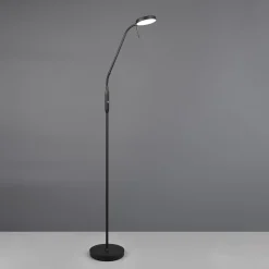 Ladattava LED-lattiavalaisin Moreno, mattamusta, CCT, himmennettävä