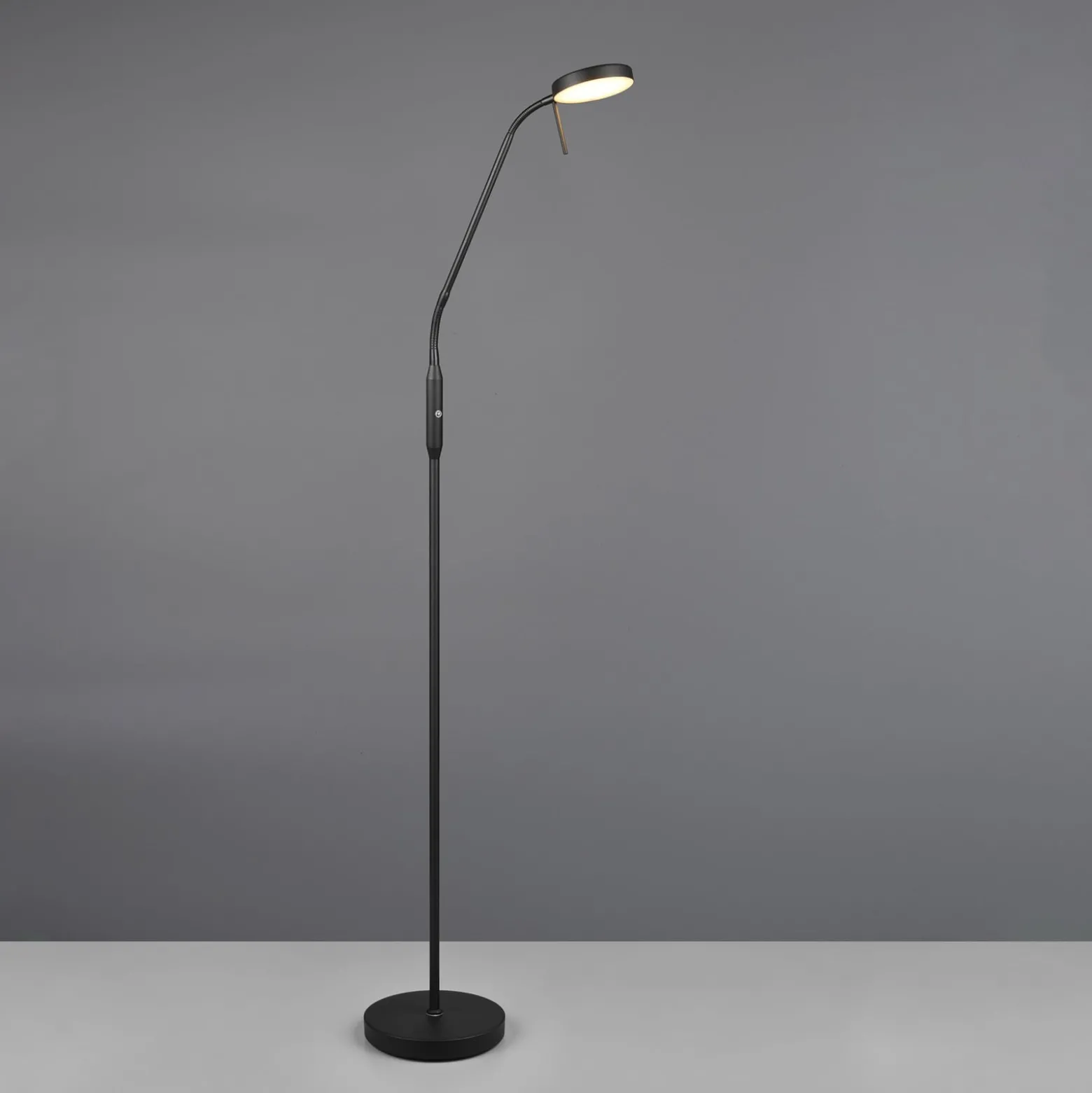 Ladattava LED-lattiavalaisin Moreno, mattamusta, CCT, himmennettävä