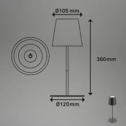 Ladattava LED-pöytävalaisin 7508015, antrasiitti 2700 K IP44 Touchdim