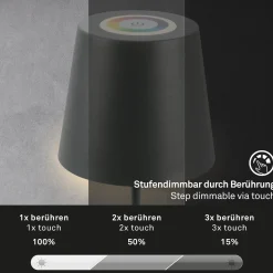 Ladattava LED-pöytävalaisin 7507015, antrasiitti RGBW IP44 kosketushimmennin