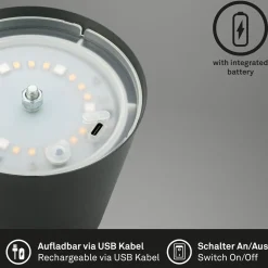 Ladattava LED-pöytävalaisin 7507015, antrasiitti RGBW IP44 kosketushimmennin