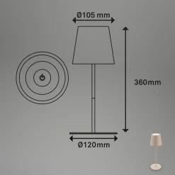 Ladattava LED-pöytävalaisin 7508011, beige, 2700 K IP44 kosketushimmennin,