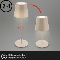 Ladattava LED-pöytävalaisin 7508011, beige, 2700 K IP44 kosketushimmennin,