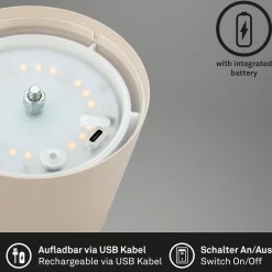 Ladattava LED-pöytävalaisin 7508011, beige, 2700 K IP44 kosketushimmennin,