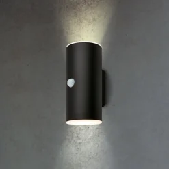 Ladattava LED-ulkoseinävalaisin 3787015, musta, anturi, ylös/alas, ylös/lasku