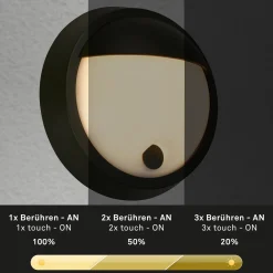 Ladattava LED-ulkoseinävalaisin 3784015, musta Kosketushimmennin Ø 17 cm