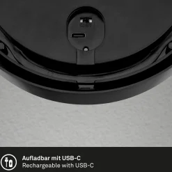 Ladattava LED-ulkoseinävalaisin 3784015, musta Kosketushimmennin Ø 17 cm