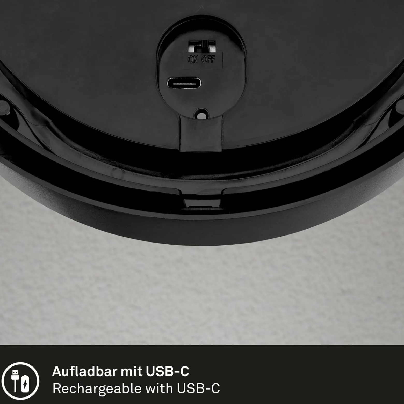 Ladattava LED-ulkoseinävalaisin 3784015, musta Kosketushimmennin Ø 17 cm