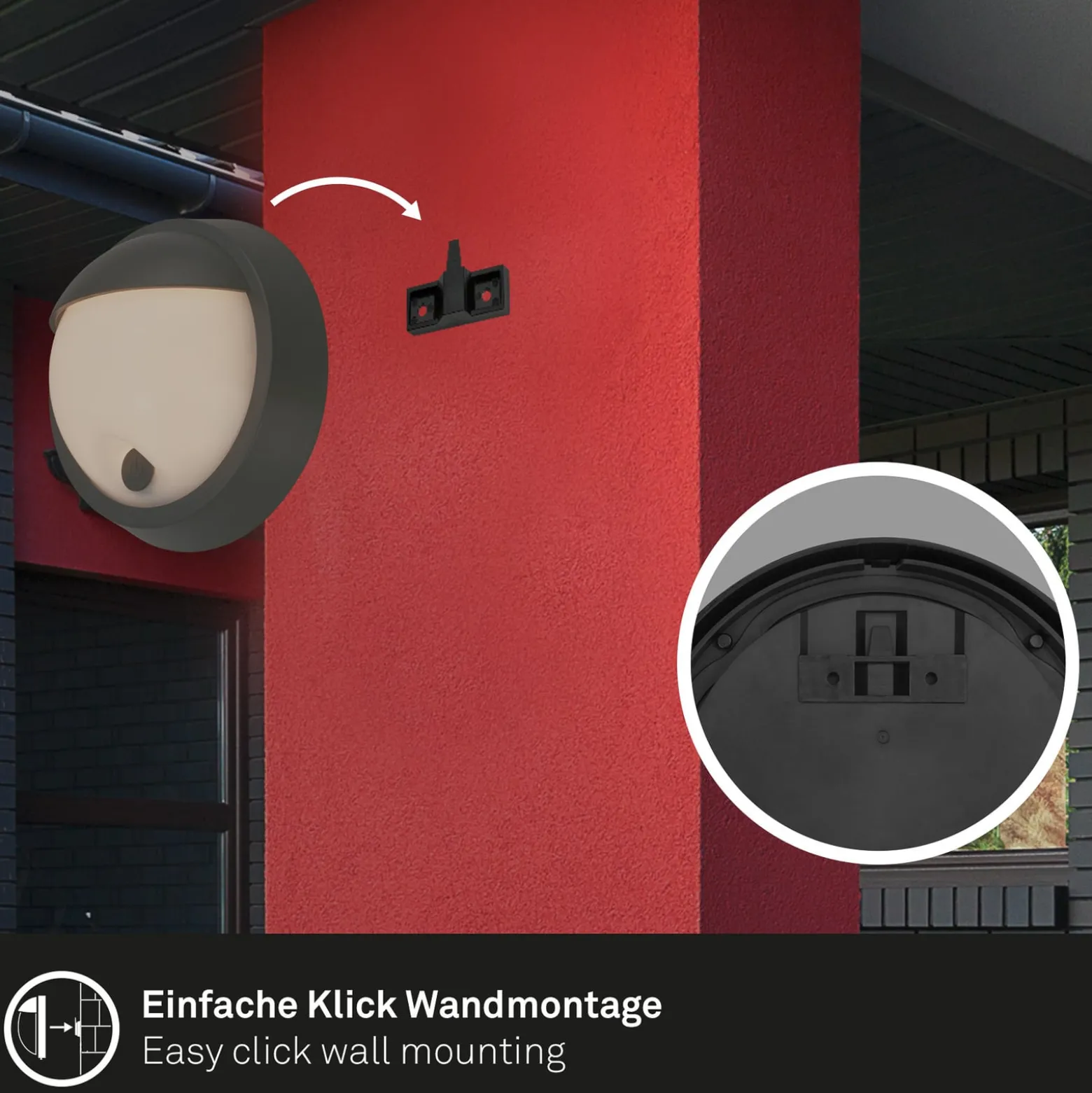 Ladattava LED-ulkoseinävalaisin 3784015, musta Kosketushimmennin Ø 17 cm