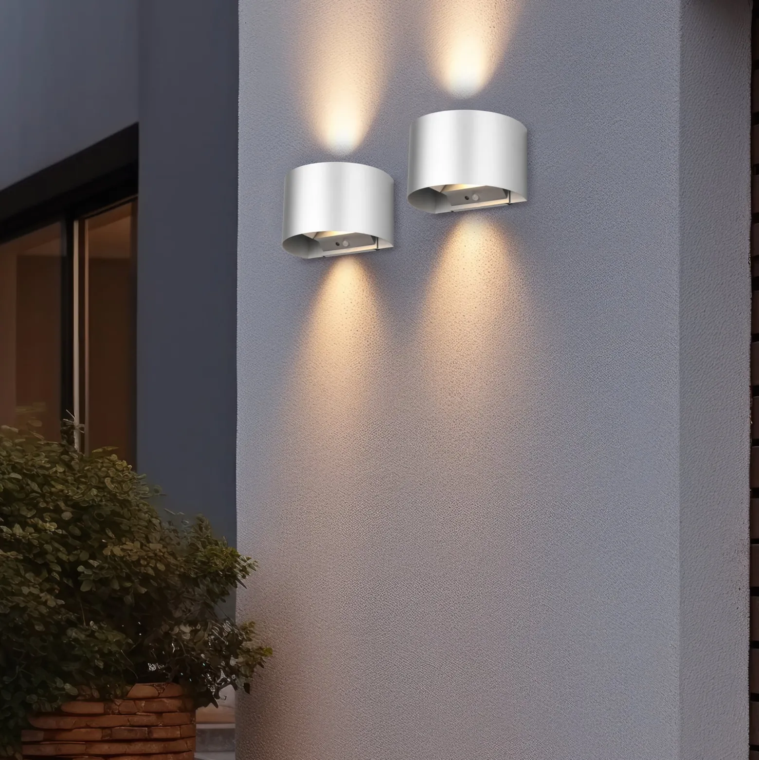 Ladattava LED-ulkoseinävalaisin Talent, titaaninvärinen, leveys 16 cm