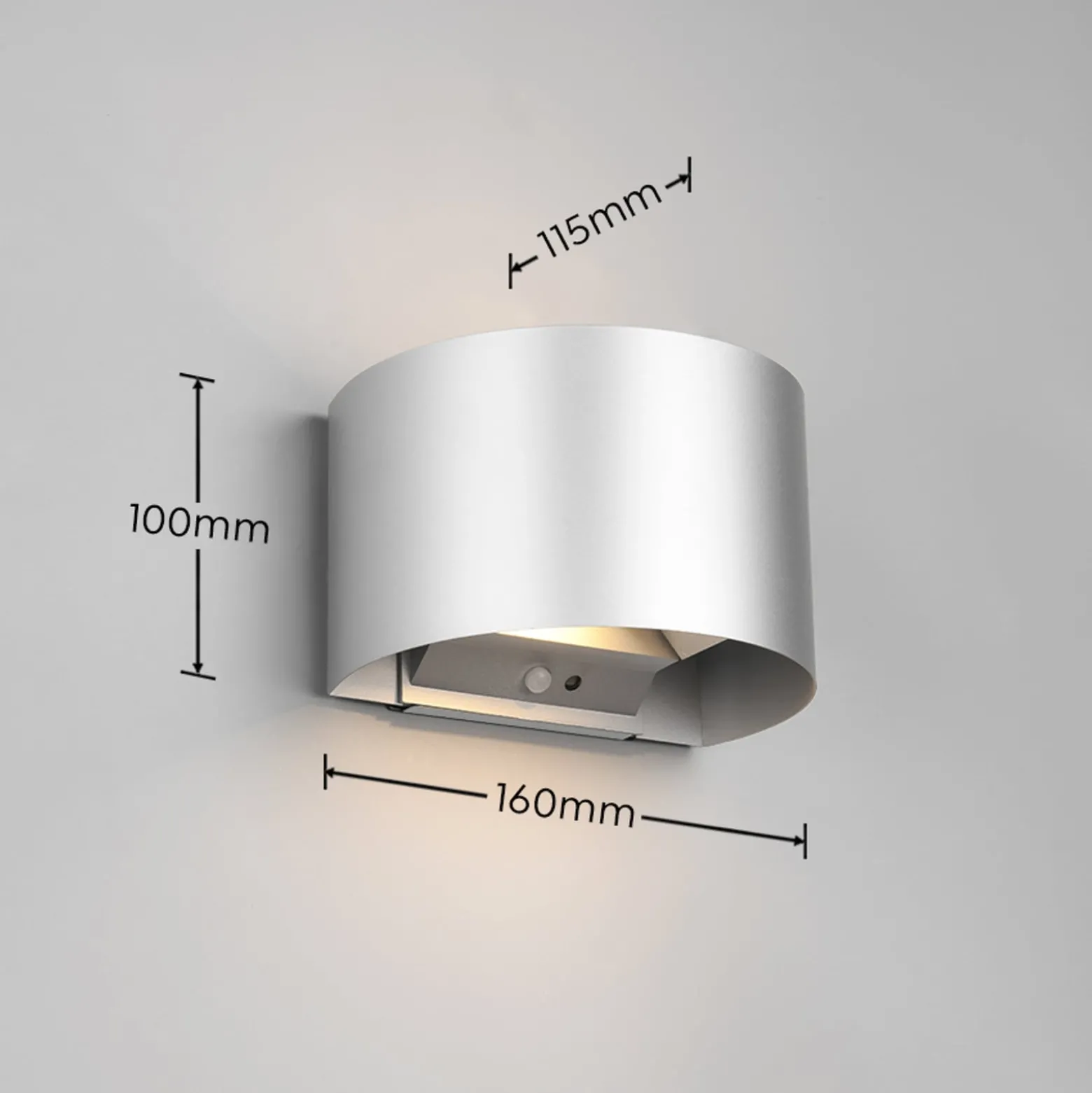Ladattava LED-ulkoseinävalaisin Talent, titaaninvärinen, leveys 16 cm