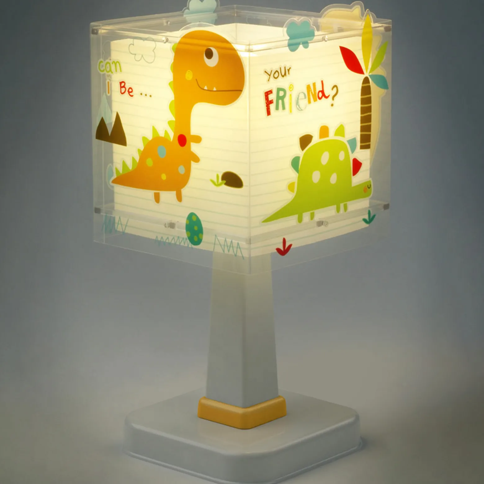 Lasten pöytävalaisin Dinos, G4, leveys 14 cm