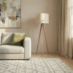 Lattiavalaisin Grand, beige/pähkinäpuu, korkeus 145 cm, E27