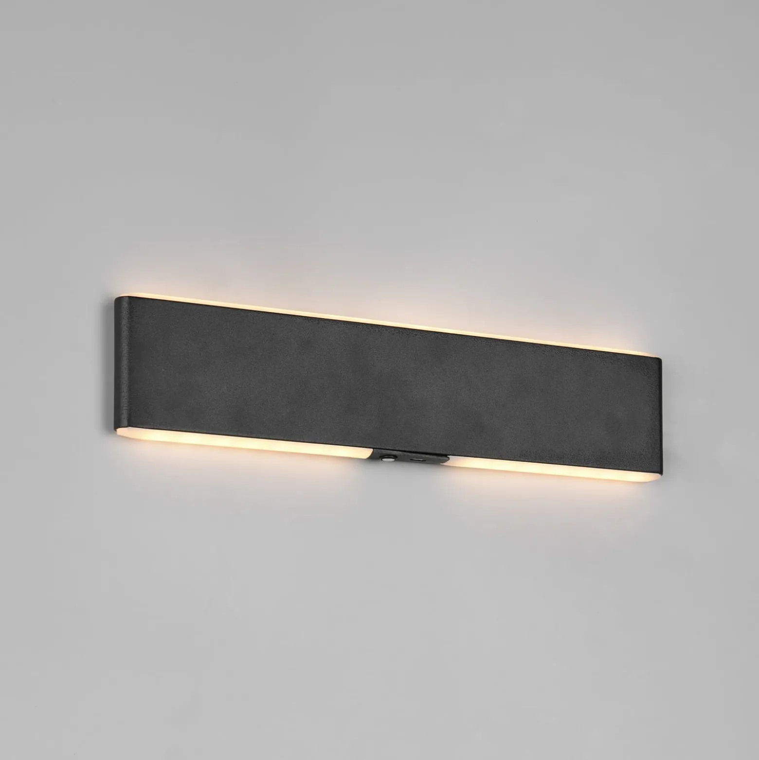 LED-akkuinen seinävalaisin Conchita, leveys 32 cm, musta, metalli