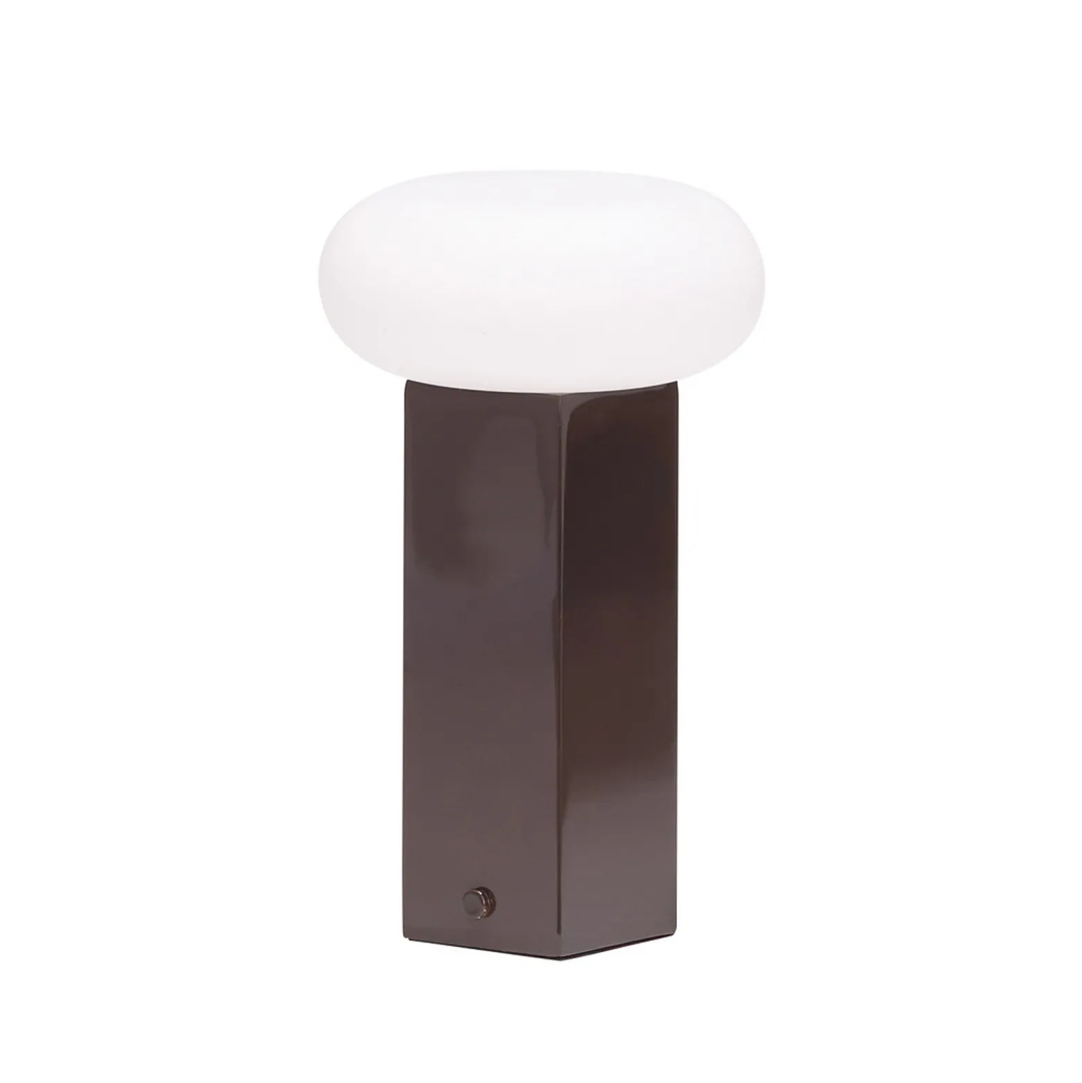 LED-akkukäyttöinen LED-pöytälamppu LOW, ruskea, korkeus 20 cm, metallia,