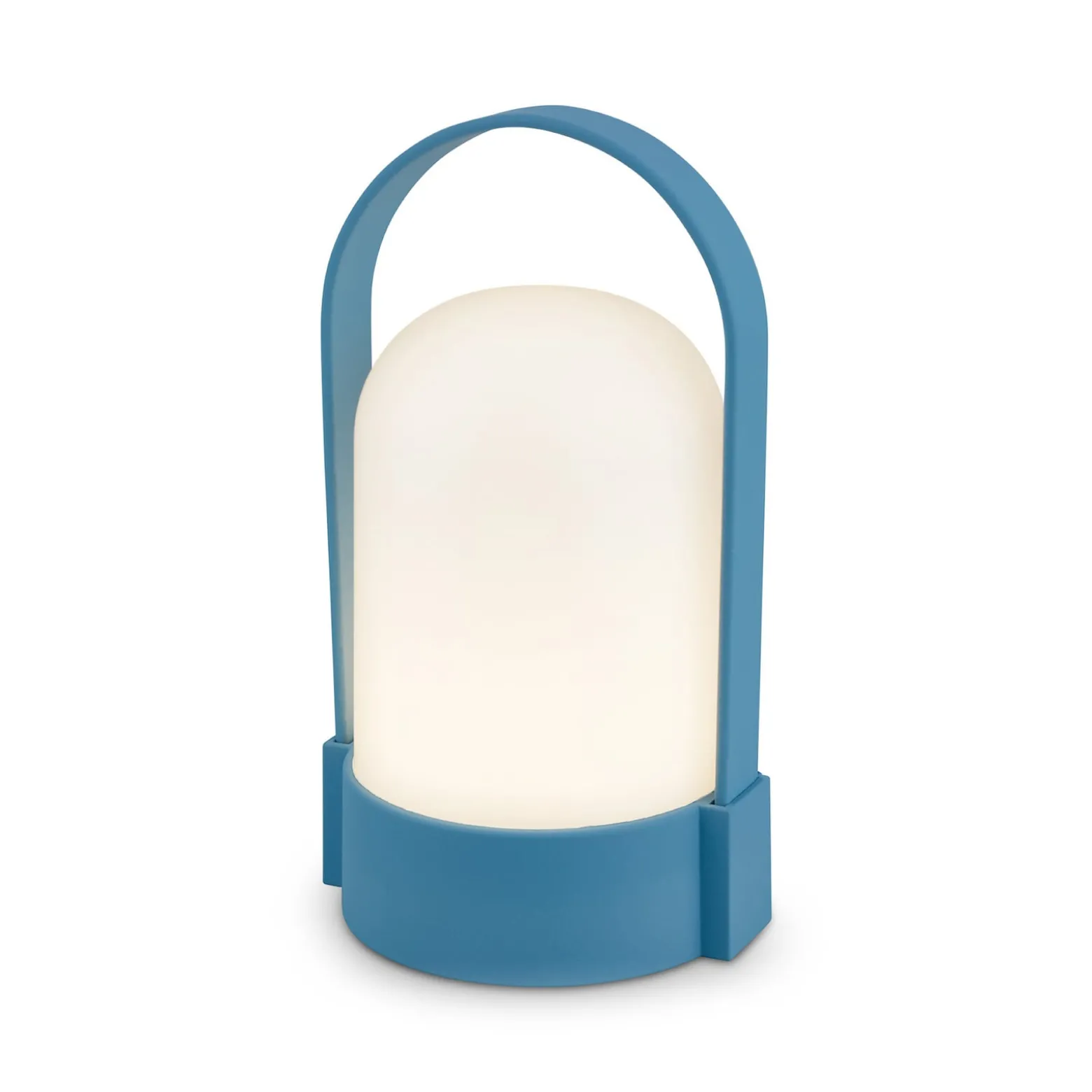 LED-akkukäyttöinen pöytälamppu ASA, kyyhkynsininen, korkeus 15,5 cm, IP44