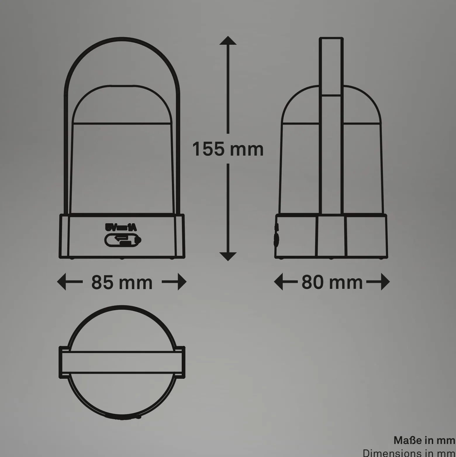 LED-akkukäyttöinen pöytälamppu ASA, kyyhkynsininen, korkeus 15,5 cm, IP44