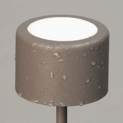 LED-akkukäyttöinen pöytälamppu Juna, harmahtavanruskea, korkeus 25 cm, metalli,