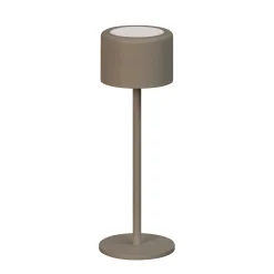 LED-akkukäyttöinen pöytälamppu Juna, harmahtavanruskea, korkeus 25 cm, metalli,