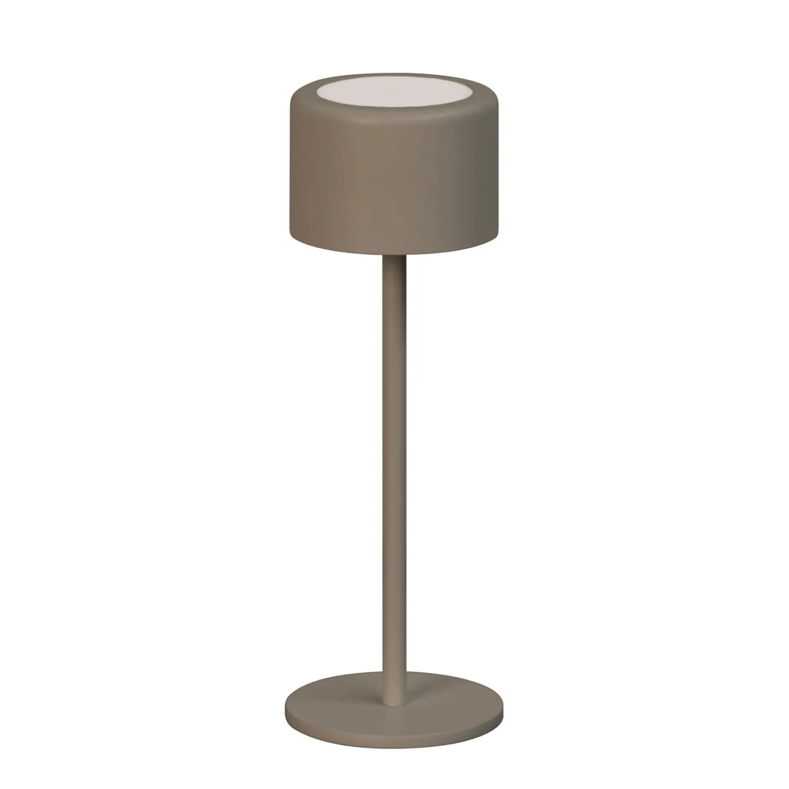 LED-akkukäyttöinen pöytälamppu Juna, harmahtavanruskea, korkeus 25 cm, metalli,