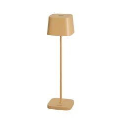 LED-akkukäyttöinen pöytävalaisin Capri, korkeus 25 cm, hiekanvärinen, IP54