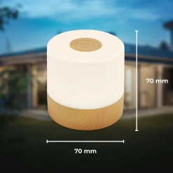 LED-akkukäyttöinen pöytävalaisin Cita, puunvärinen, USB-C, 2700 K, himmennettävä