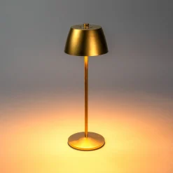LED-akkukäyttöinen pöytävalaisin Eze, mattakulta, 32 cm, IP54, USB