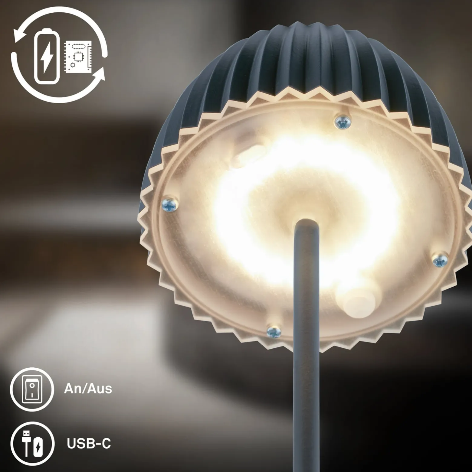 LED-akku-maavalaisin Brilo unplugged Riffle, antrasiitti