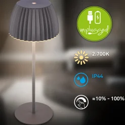LED-akku-pöytälamppu Brilo unplugged Riffle, 36 cm, antrasiitti