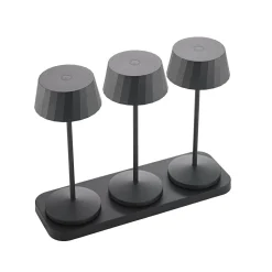 LED-akku-pöytälamppu Facetta, 3 kpl, musta, 22 cm, IP44