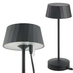 LED-akku-pöytälamppu Facetta, musta, 22 cm, metalli CCT IP44