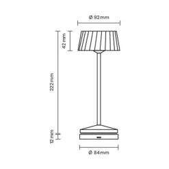 LED-akku-pöytälamppu Facetta, musta, 22 cm, metalli CCT IP44