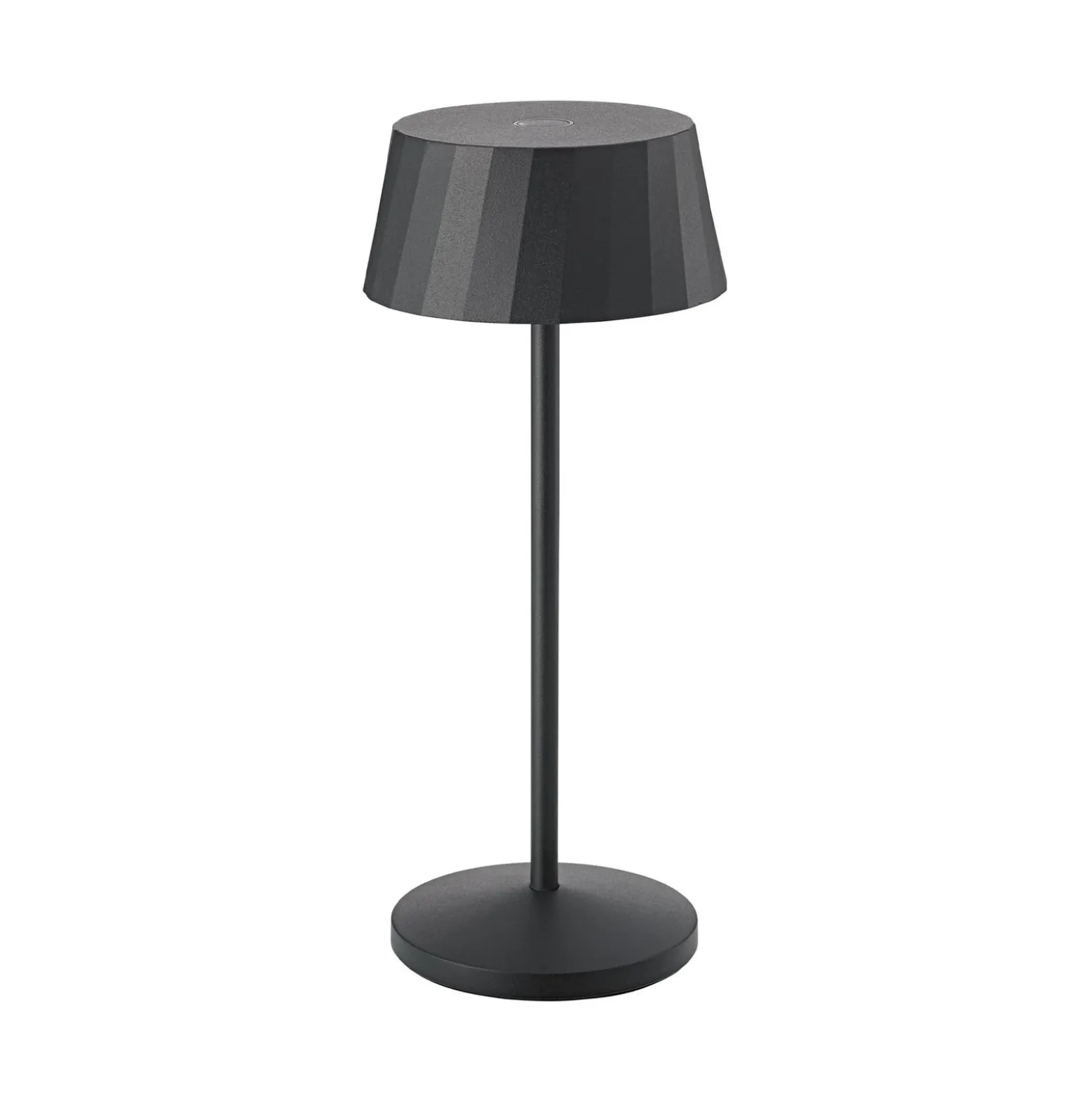LED-akku-pöytälamppu Facetta, musta, 22 cm, metalli CCT IP44