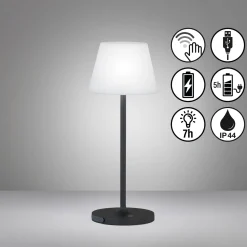 LED-akkupöytälamppu Flus, musta/valkoinen