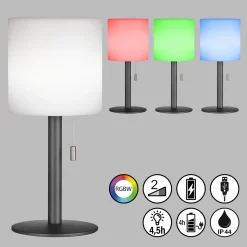 LED-akkupöytälamppu Lesina vetokytkimellä