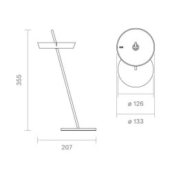 LED-akku-pöytälamppu Mahina, valkoinen, korkeus 36 cm, metalli, CCT