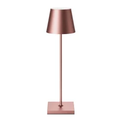 LED-akkupöytälamppu Nuindie, USB-C, ruusukulta, IP54, himmennettävä