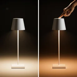 LED-akkupöytälamppu Nuindie, USB-C, ruusukulta, IP54, himmennettävä