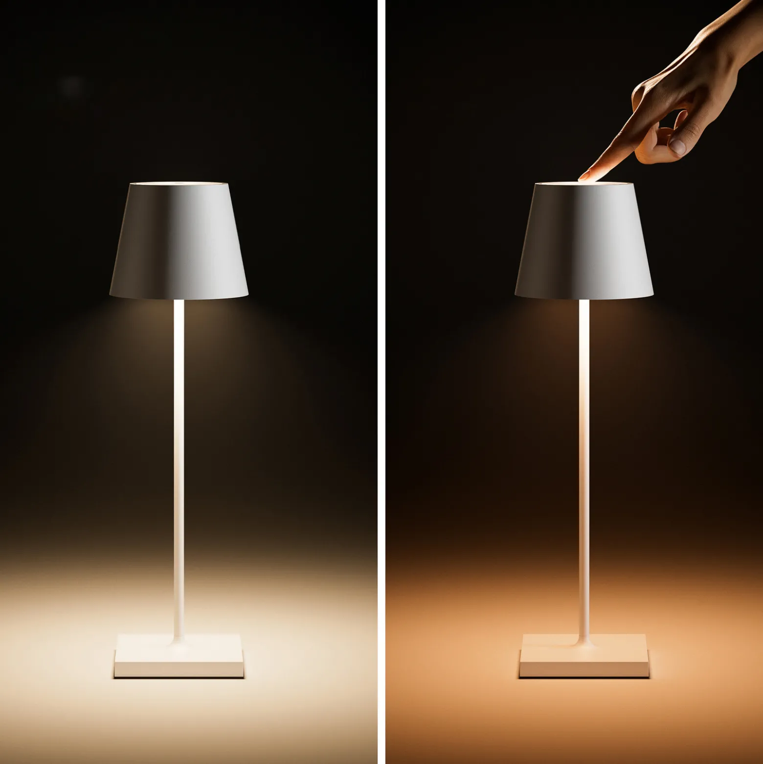 LED-akkupöytälamppu Nuindie, USB-C, ruusukulta, IP54, himmennettävä