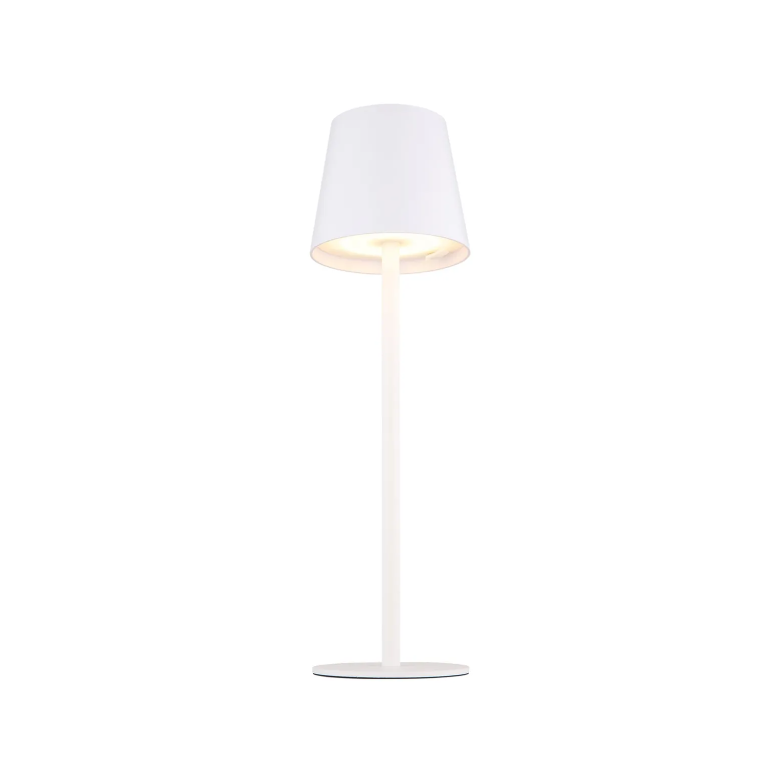 LED-akku-pöytälamppu Vannie, valkoinen, korkeus 36 cm, IP44