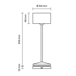 LED-akku-pöytälamppu Veluna, valkoinen, korkeus 25 cm, IP44, himmennettävä, CCT