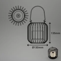 LED-akkupöytävalaisin 7279 IP44, metallikori musta