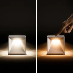 LED-akku-pöytävalaisin Nutalis, grafiitinharmaa, IP54, himmennettävä