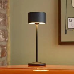 LED-akku-pöytävalaisin Veluna, musta, 3 kpl, 25 cm, IP44