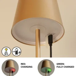 LED-akku-pöytävalaisin Viletto, kahvinruskea, IP54