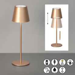 LED-akku-pöytävalaisin Viletto, kahvinruskea, IP54